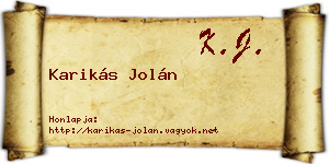 Karikás Jolán névjegykártya