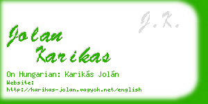 jolan karikas business card